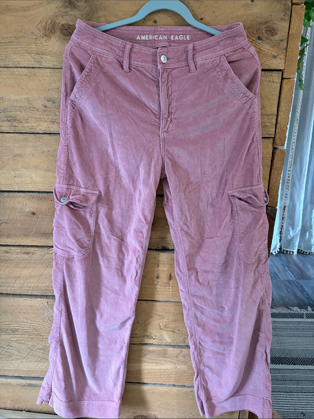 American Eagle Outfitters Dusty Rose Corduroy Cargo Pants